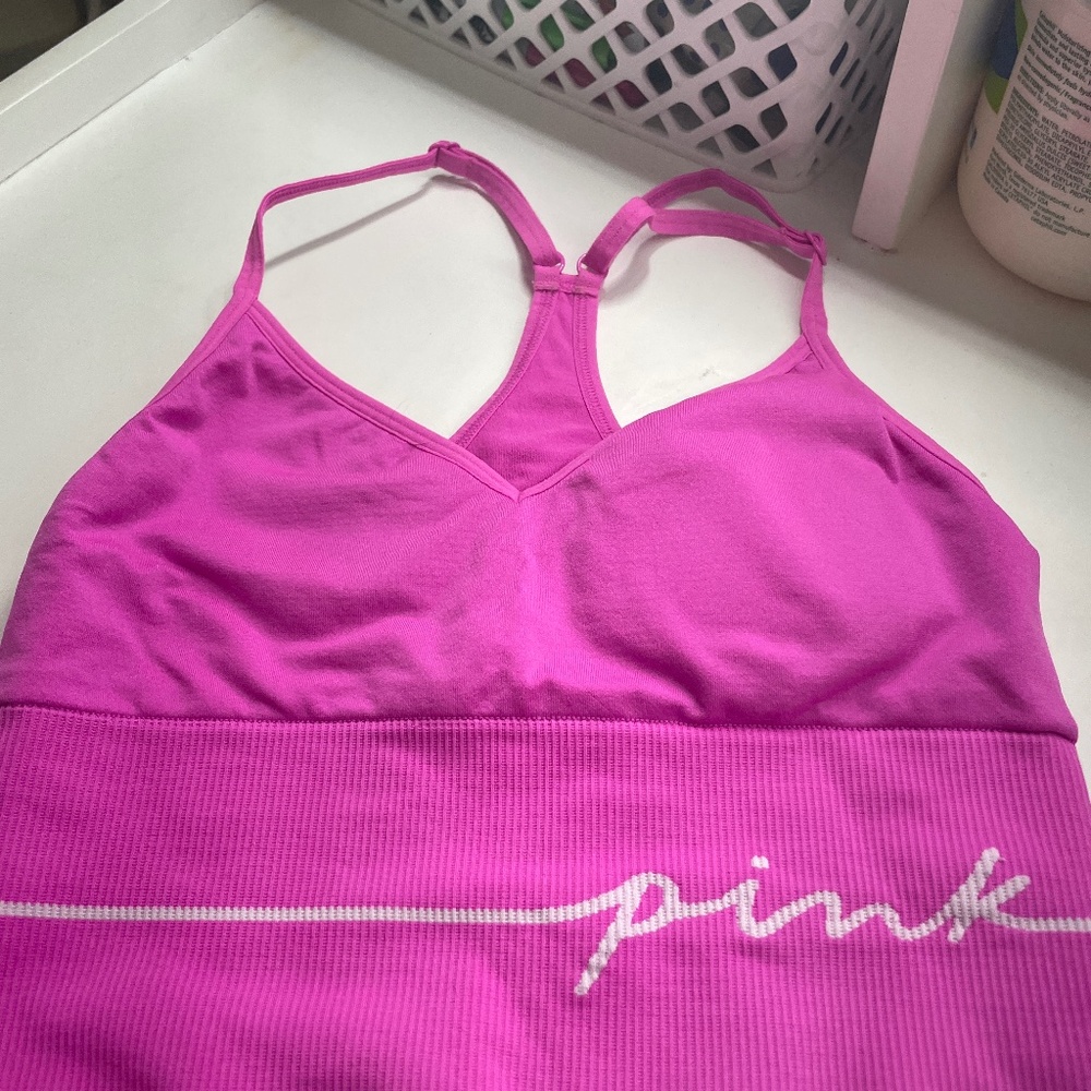 Pink active sports bra
